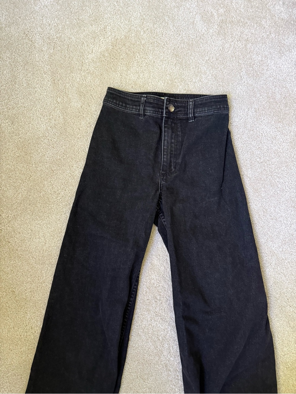 Billabong High-Waist Black Wide Leg Jeans with Raw hem